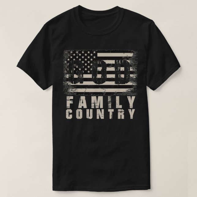 God Family Land Patriotic Proud Soldier USA Mem T Shirt (Design framsida)