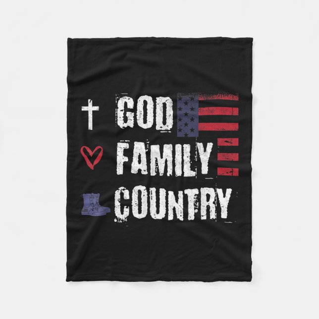 God Family Land Patriotic Veteran Soldier Memor Fleecefilt (Framsidan)