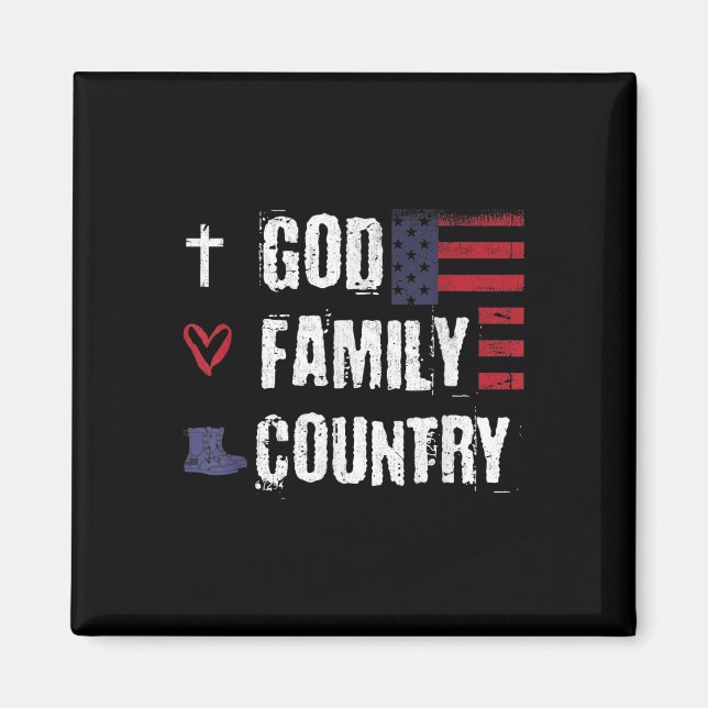God Family Land Patriotic Veteran Soldier Memor Magnet (Framsidan)