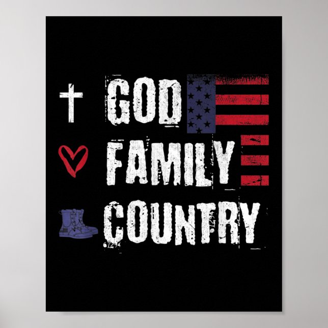 God Family Land Patriotic Veteran Soldier Memor Poster (Framsidan)