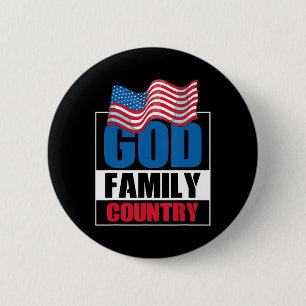 God Family Land Soldier Patriot US Flagga Memoria Knapp