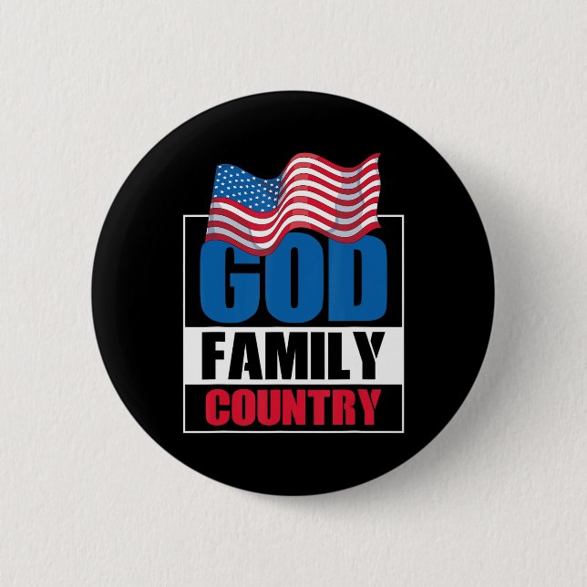 God Family Land Soldier Patriot US Flagga Memoria Knapp (Framsida)