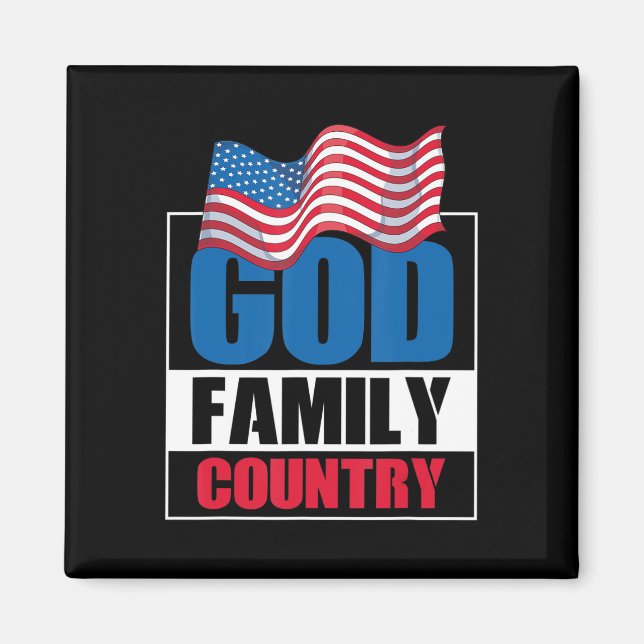God Family Land Soldier Patriot US Flagga Memoria Magnet (Framsidan)