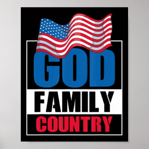 God Family Land Soldier Patriot US Flagga Memoria Poster