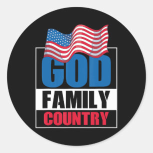 God Family Land Soldier Patriot US Flagga Memoria Runt Klistermärke