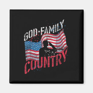 God Family Land Soldier Us Flagga American Memori Magnet