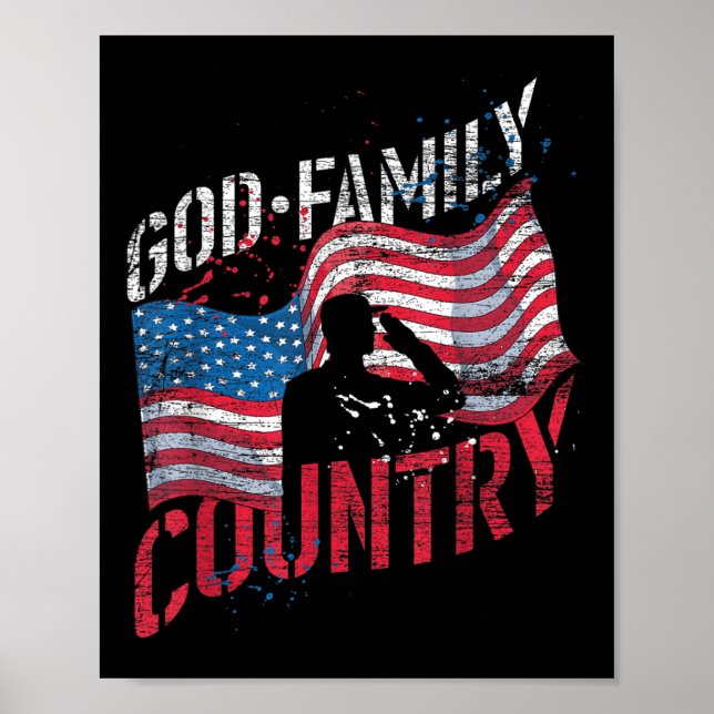 God Family Land Soldier Us Flagga American Memori Poster (Framsidan)
