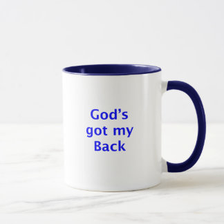 God fick mitt tillbaka blåttkant och handtag mugg