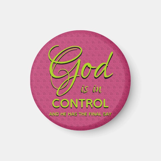 GOD FINNS I CONTROL Christian Magnet (Framsidan)