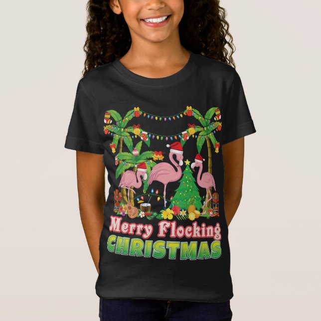 God flockande jul Flamingo Handflatan Ugly Sweate T Shirt (Framsida)