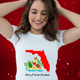 God Florida-jul! Santa och Handflatan Träd T Shirt