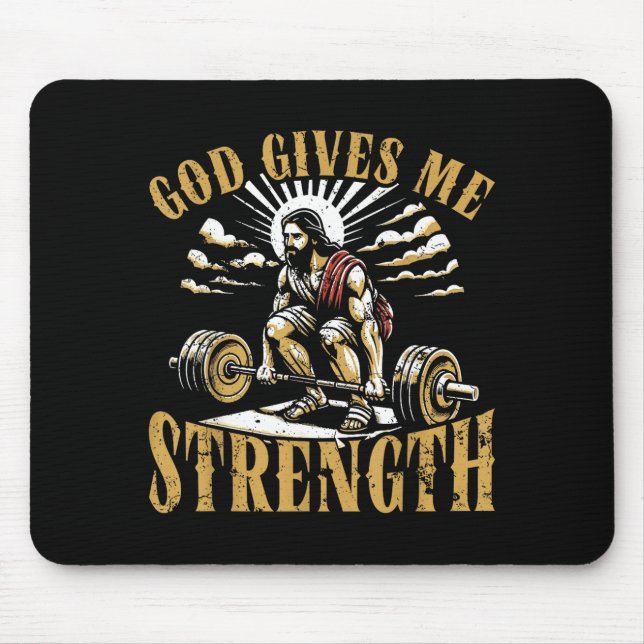 God Gives Me Strength Christian Gym Workout Motiva Musmatta (Framsidan)
