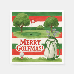 "God Golfmas!" Golfers Cheerful jul Preppy Pappersservett