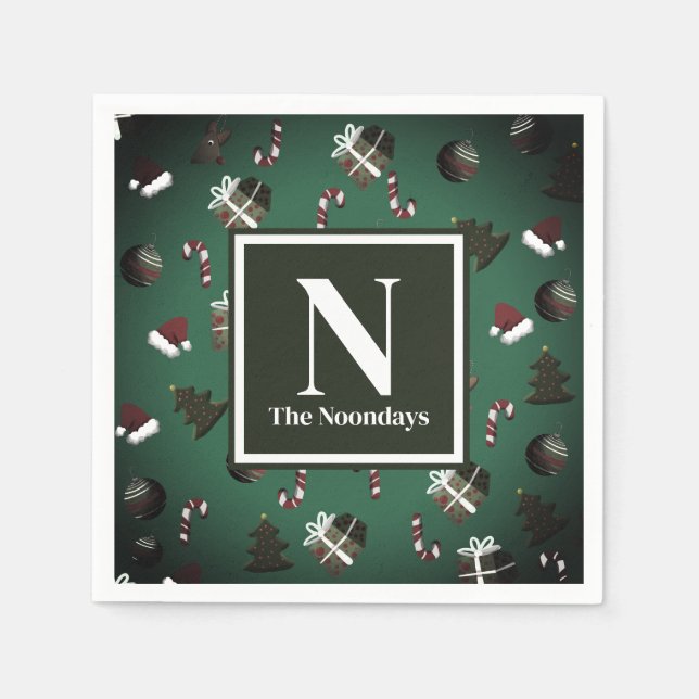 God Grönt jul Mönster Pappersservett (Framsidan)