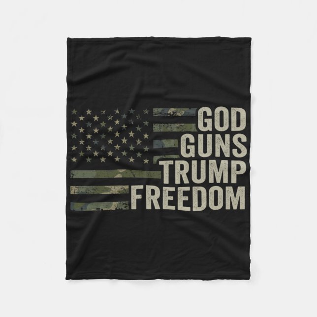 God Guns Trump Freedom - Funny Camouflage Pro Gun  Fleecefilt (Framsidan)
