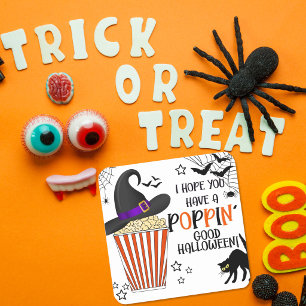 God Halloweensk sack med popcorn-godis Fyrkantigt Klistermärke