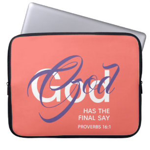 GOD HAR SLUTGILTIG SAY Monogram Scripture Coral Laptop Fodral