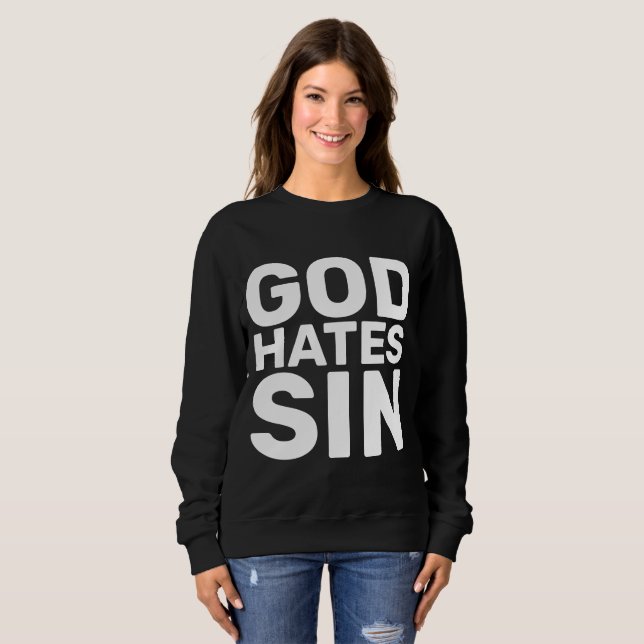 GOD HATES SIN, CHRISTIAN T-Shirts (Hel framsida)