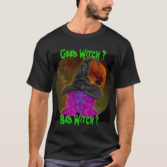 God Häxa Dålig Häxa Halloweenfest  T Shirt (Framsida)