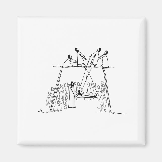 God Heals Man Of Palsy Let Down Through The Roof R Magnet (Framsidan)