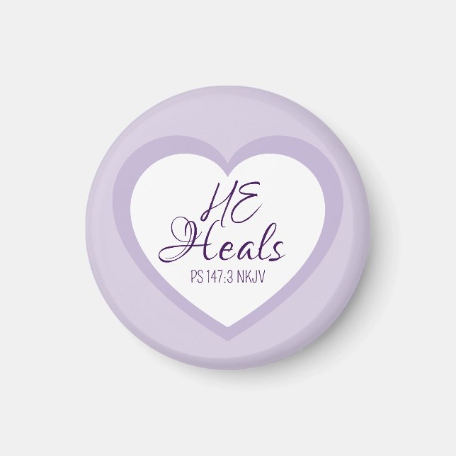 God Heals the Brokenhearted Light Purple Comfort Magnet (Framsidan)