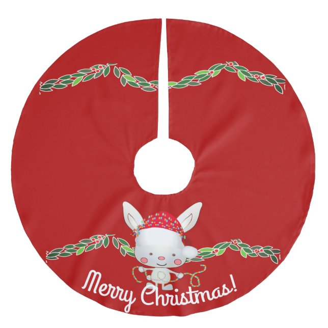 God Helgdag Bunny Julgransmatta Borstad Polyester (Framsidan)