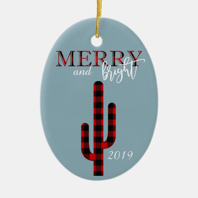 God Helgdag Cactus Southwest Buffalo Play Julgransprydnad Keramik (Framsidan)