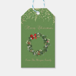 God Helgdag, krans, konfetti, Grönt Presentetikett