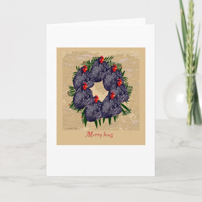 God Hens Julkrans (trädgårdskycklingar) Helgkort (Framsida)