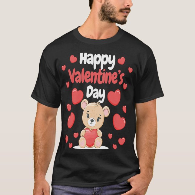 God hjärtans dag Bear Hearts Kärlek Heart Coupl T Shirt (Framsida)
