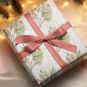God Holly Greenery, Julens vattenfärg Red Holly Presentpapper