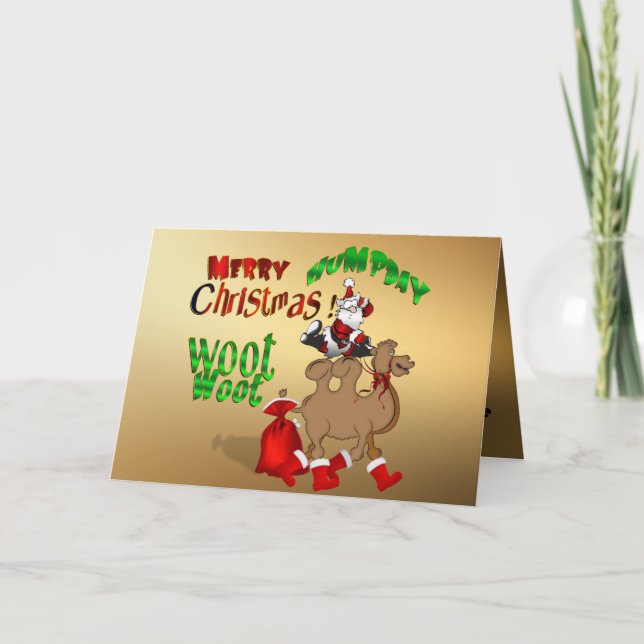 God Hump-dagen Jul Camel Guld Woot Woot Woot Helgkort (Framsida)