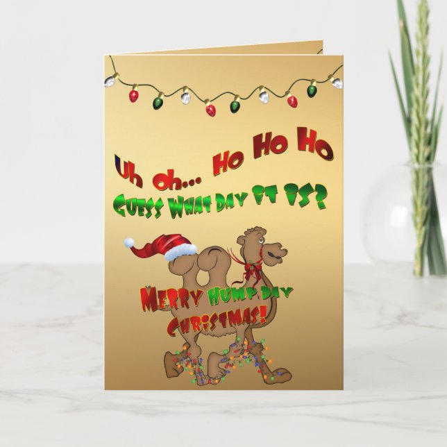 God Hump-dagen julkamel HO HO HO Helgkort (Framsida)