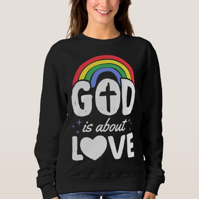God Is About Love Christian Gay Pride Bohemian Rai T Shirt (Framsida)