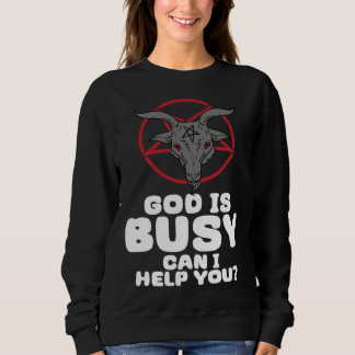 God Is Busy Can I Help You Satan Demon Devil Gothi T Shirt