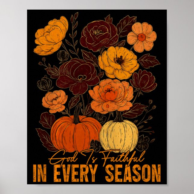 God Is Faithful In Every Season Christian Fall Boh Poster (Framsidan)