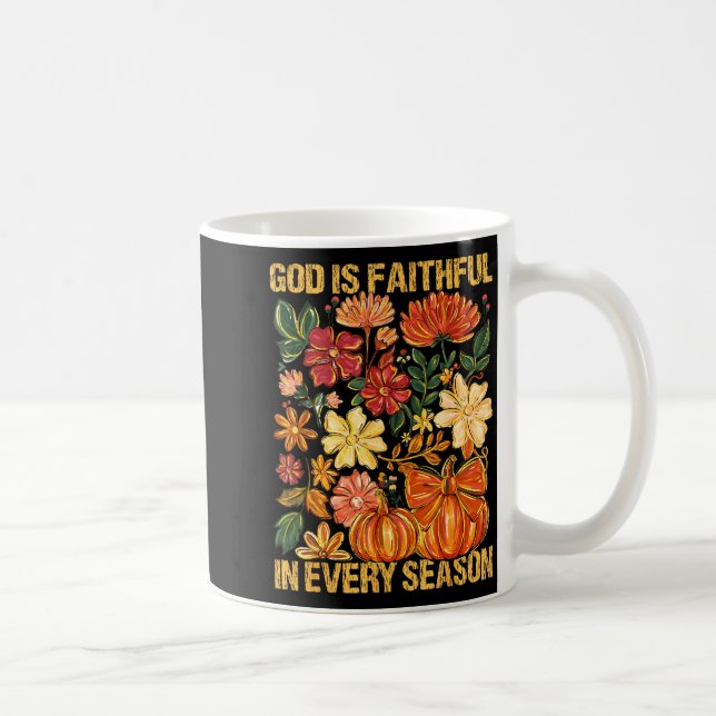 God Is Faithful In Every Season Floral Fall Christ Kaffemugg (Höger)