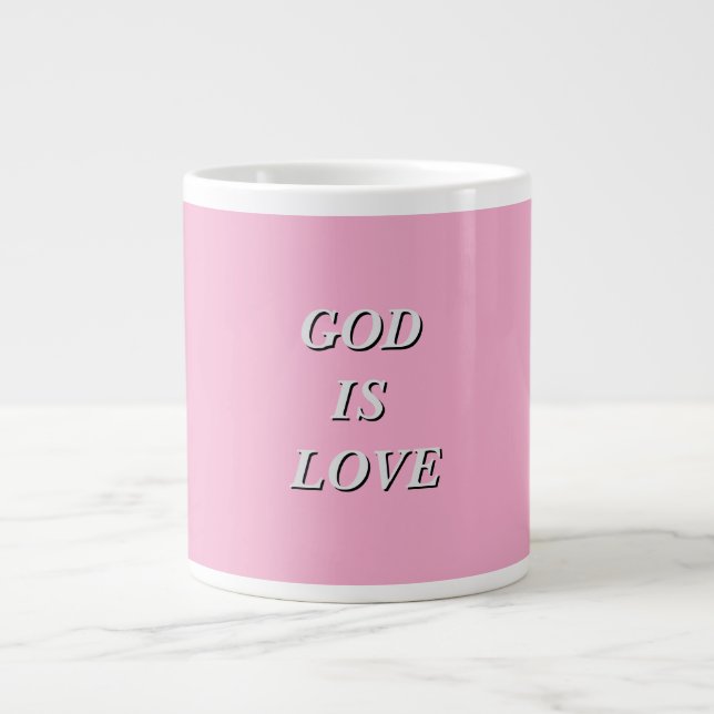 GOD IS KÄRLEK Soft Rosa Jumbo Mugg (Framsidan)
