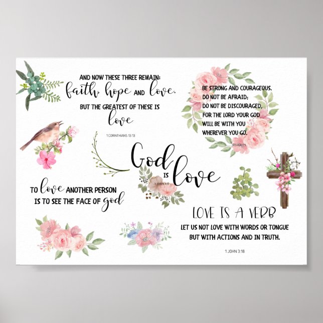 God is Love Bible Verse Inspirational Phrases Poster (Framsidan)