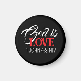 God is Love Black and Red Bible Verse Faith Magnet