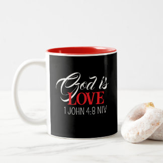 God is Love Black and Red Bible Verse God's Word Två-Tonad Mugg