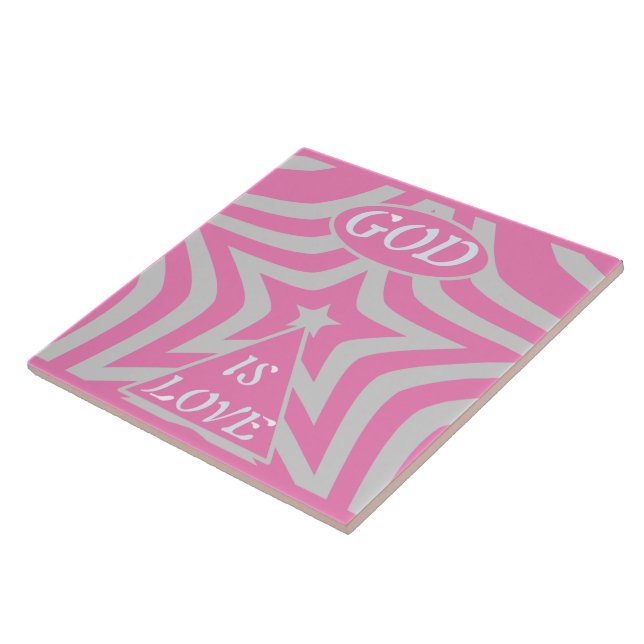 "God Is Love" Pastel Pink & Gray Star Nursery Art  Kakelplatta (Sidan)