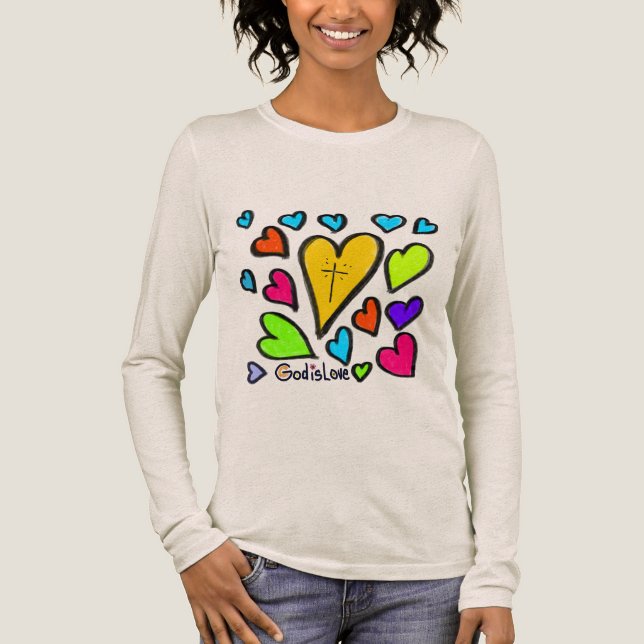 God is Love with Hearts T Shirt (Framsida)
