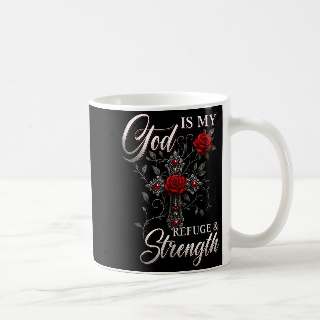 God Is My Refuge And Strength Rose Cross Faith  Kaffemugg (Höger)