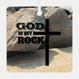 God is My Rock Bible Verse Black Cross Christian Julgransdekoration