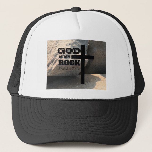 God is My Rock Bible Verse Black Cross Christian Keps (Framsida)