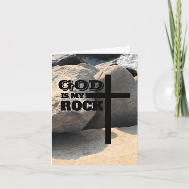 God is My Rock Bible Verse Black Cross Christian Kort (Framsida)