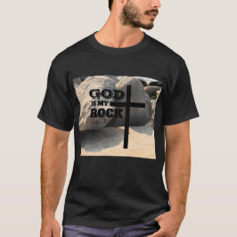 God is My Rock Bible Verse Black Cross Christian T Shirt