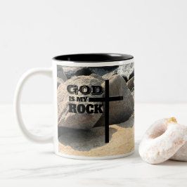 God is My Rock Bible Verse Black Cross Christian Två-Tonad Mugg