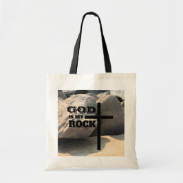 God is My Rock Bible Verse Black Cross Christian Tygkasse